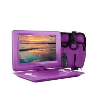 Trexonic 14” Portable TV + DVD Player Combo Purple w/ Remote & Accessories TR-D1